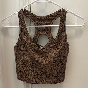 Snakeskin crop workout tank/bra